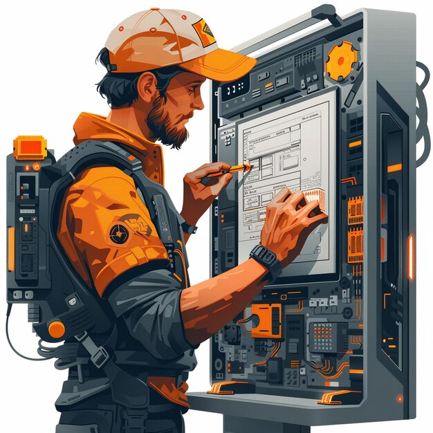 robotics engineer devops in a data clipart