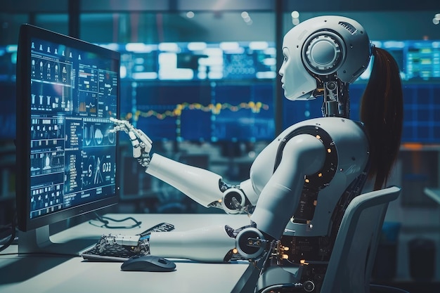 Premium Photo | A robotics engineer programming a robot