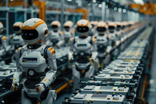 Photo robotics in warehouses revolutionize manufacturing with automation and precision technology aig62