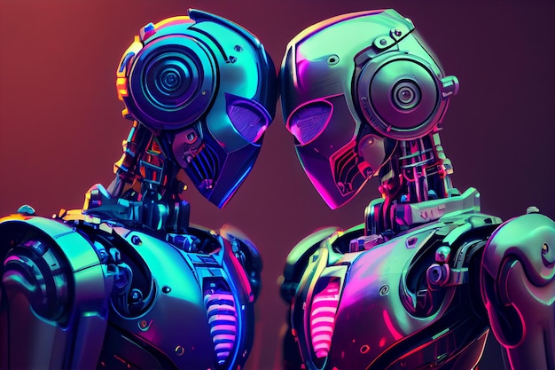 Robotpaar verliefd Futuristisch technologieconcept generatieve ai