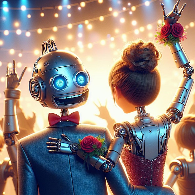 Robots celebrate prom night party