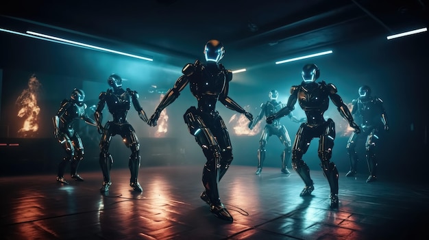 Robots dance at a nightclub AI generated