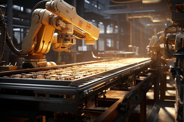 Robots operating conveyor belts in a factory