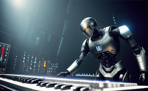 Robotspel op synthesizer toekomstige kunstillustratie