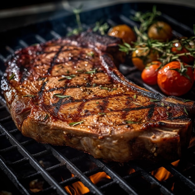 Photo a robust tbone steak seasoned to perfection