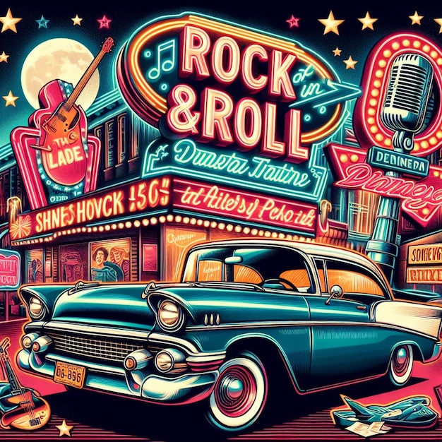 Rock and roll thema uit de jaren vijftig