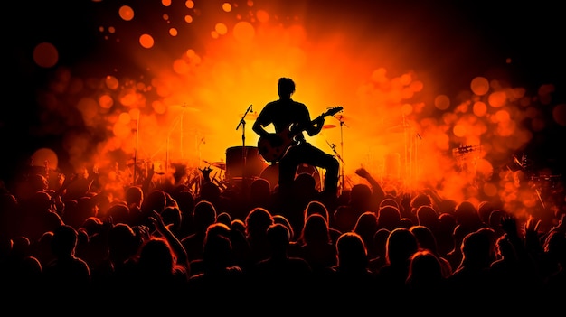 Rock band in the night concert and music festival concept Generative AI