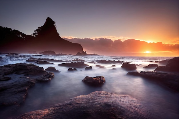 Rock in the Beach and Sea in the sunny weather