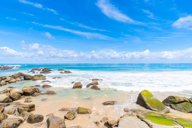 rock beach and sea.