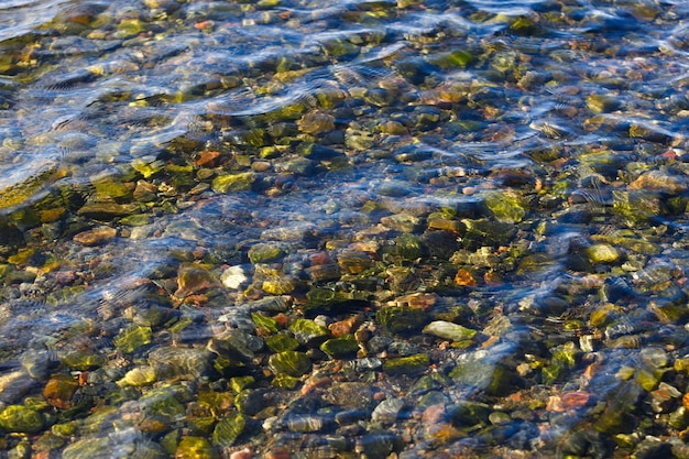 Rock bottom in the clear water of the sea