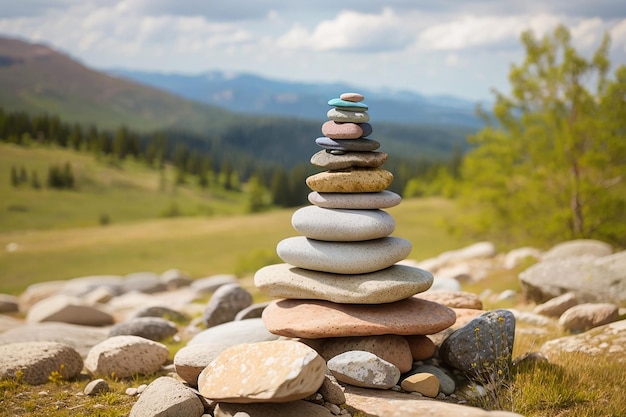 Rock Cairn on Natural Background