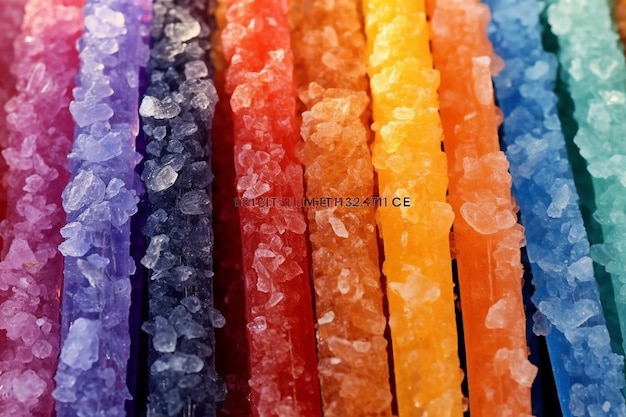 rock candy sticks in a variety of vibrant colors AI generated