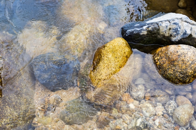 Rock in clear water