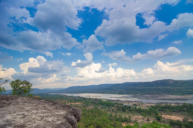 Rock cliff with nature landscape