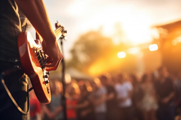 Foto concerto rock in una grande area con molti visitatori