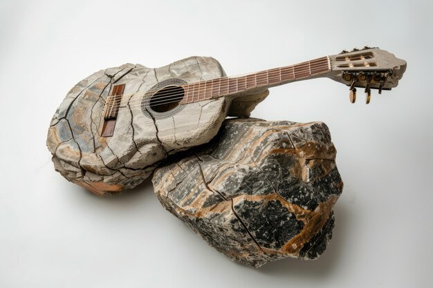 Камень превращается в гитару.