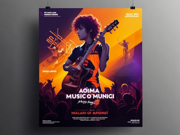 Foto template di progettazione di eventi per volantini di festival rock guitar rock vector poster band musicale
