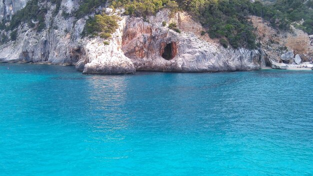 Rock formation in sea