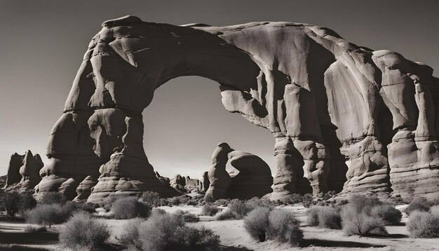 a rock formation with a large arch in the middle