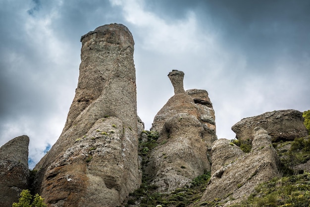 Rock formations on the Demerdji mountain in Crimea