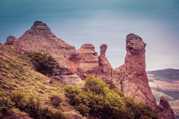 Rock formations of the Demerdji mountain in Crimea