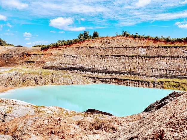 Foto formazioni rocciose in un lago