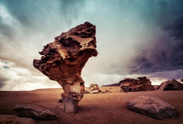 Rock formations on landscape against sky