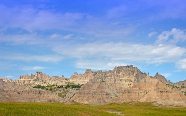 Rock formations on landscape against sky