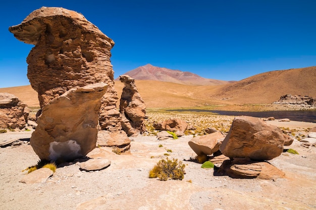 Rock formations at lava field Altiplano Bolivia