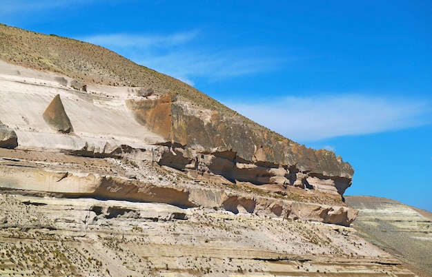 Rock formations in Salinas y Aguada Blanca national reserve in Arequipa region Peru South America