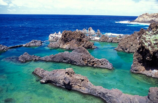 Rock formations in sea