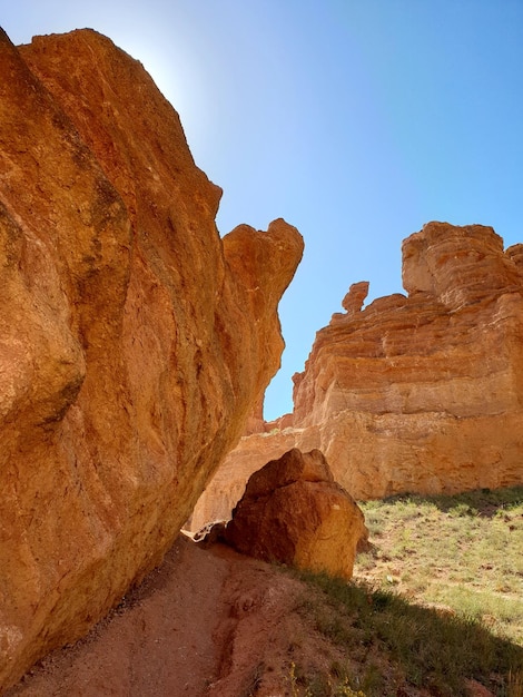 Rock formations on sunny day