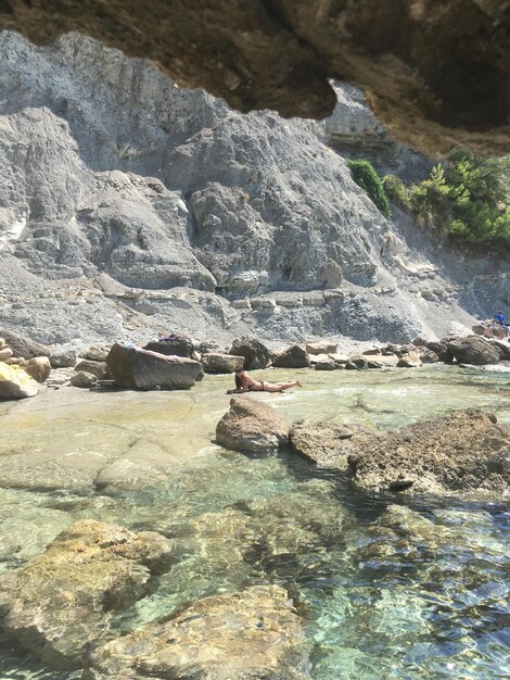 Rock formations in water