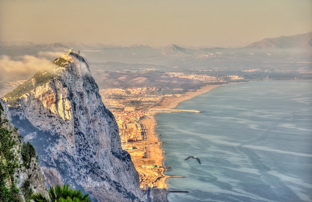 The Rock of Gibraltar in fog