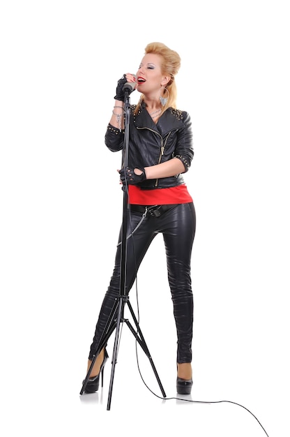 Rock girl with microphone