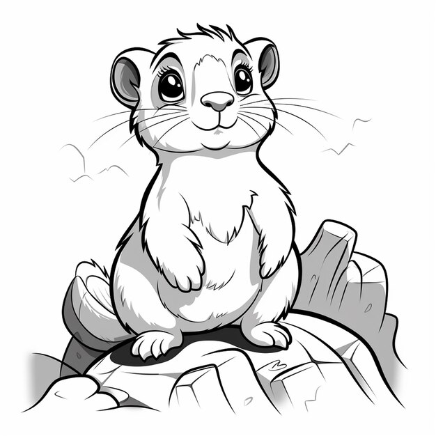 Photo rock hyrax cute lovecute coloring book kawaii line art