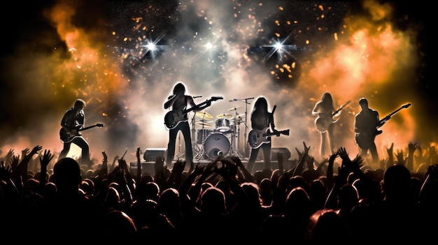 Rock music concert background Illustration AI GenerativexA