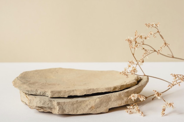 Rock Podium and Dried Flowers for Product