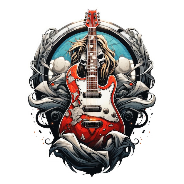 Rock and roll Punk man Grunge print for Tshirt with rock style AI Generative