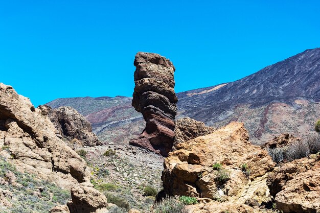 Rock Roques de Garcia in the foothills of the volcano Teide Spain Tenerife