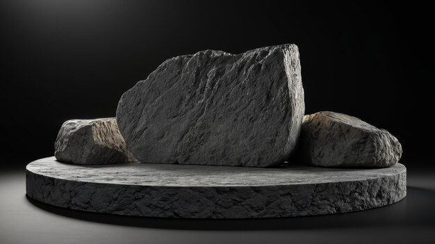 Photo rock sitting on stone slab