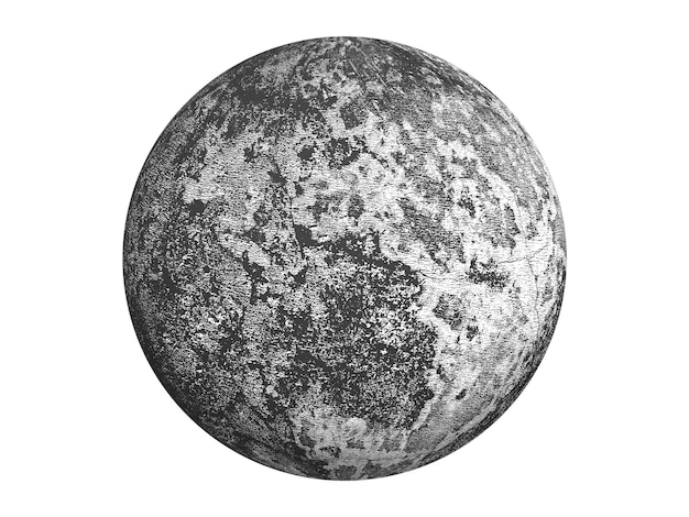 Rock Sphere against concrete wall isolated on white background