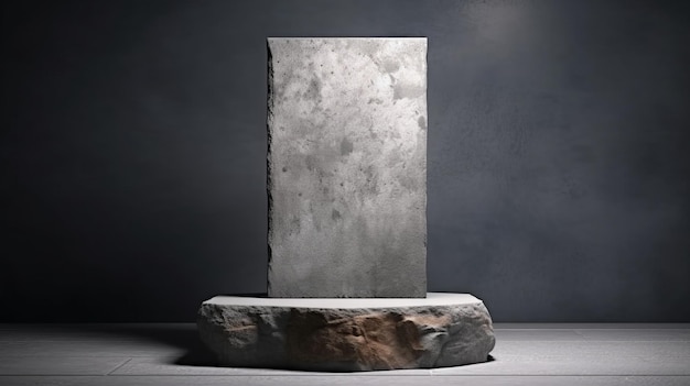 Rock stone podium background Illustration AI Generative