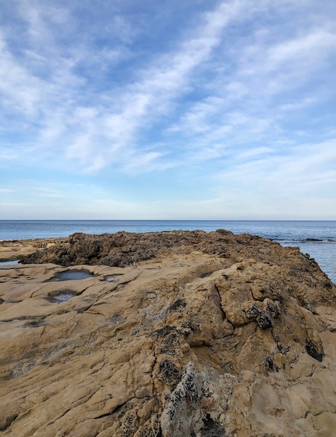 岩石で覆われた海辺の海岸