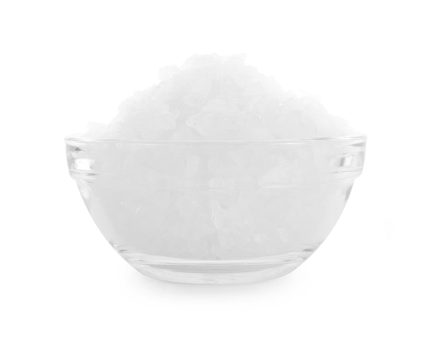 Rock sugar in bowl isolated.