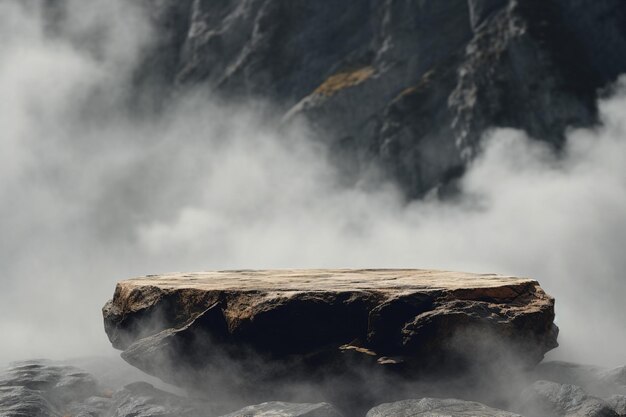 Rock Top for a Product Display Showing Middle Close Focus to the Stone Surface