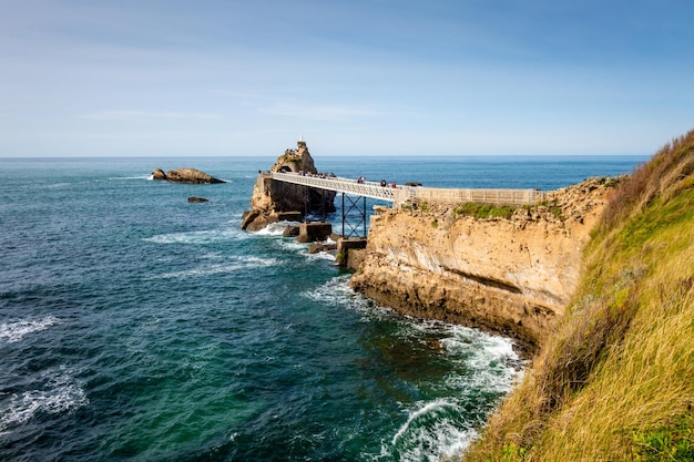 Rock of the Virgin and seaside. City of Biarritz, France