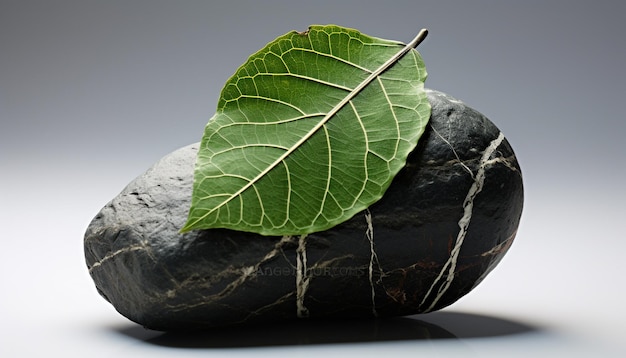 rock with leaf