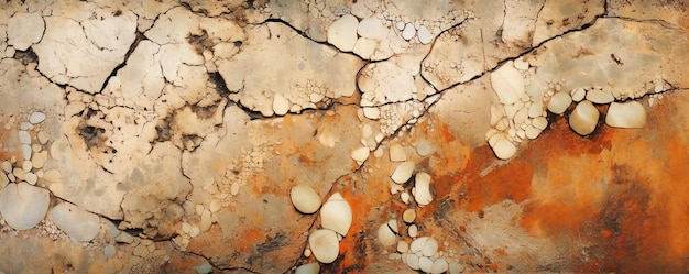 A rock with orange and white paint on it