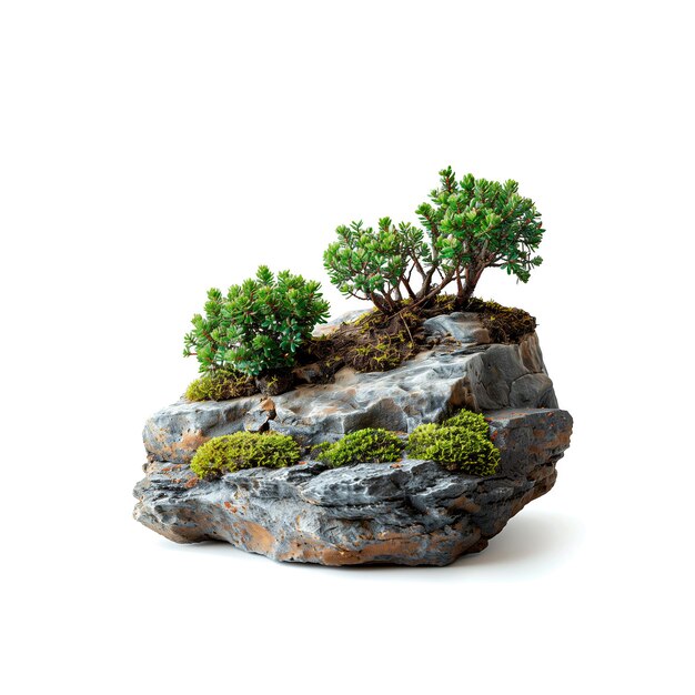 Rock With Plants Growing Out Generative AI